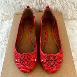 Tory Burch Mini Miller Coral Melon Ballet Flats Size: 7.5